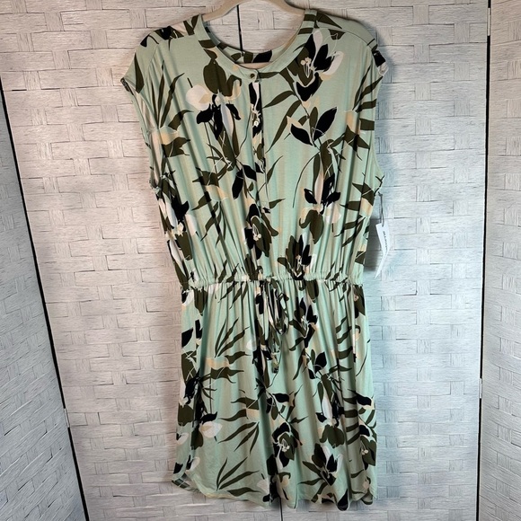 Liz Claiborne floral, tropical mini dress drawstring waist tropical plus size - Picture 1 of 10